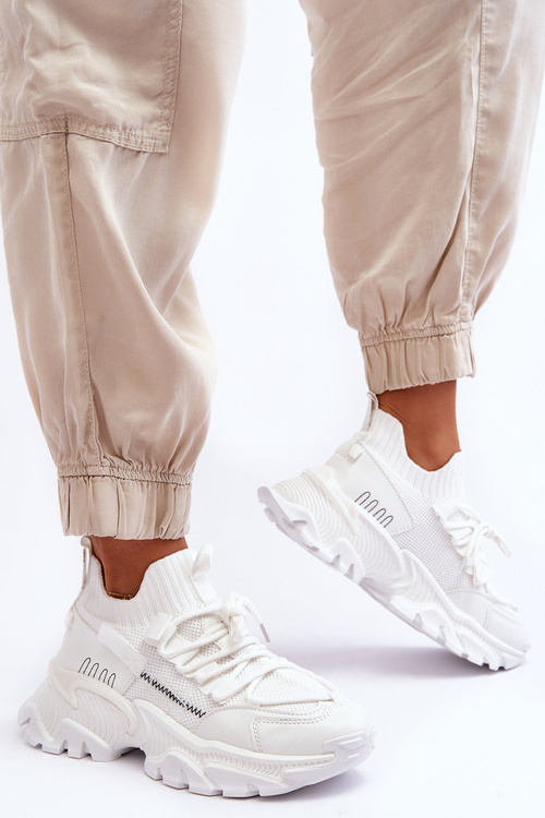 Damskie Sneakersy Skarpetkowe Wsuwane Białe Keaton