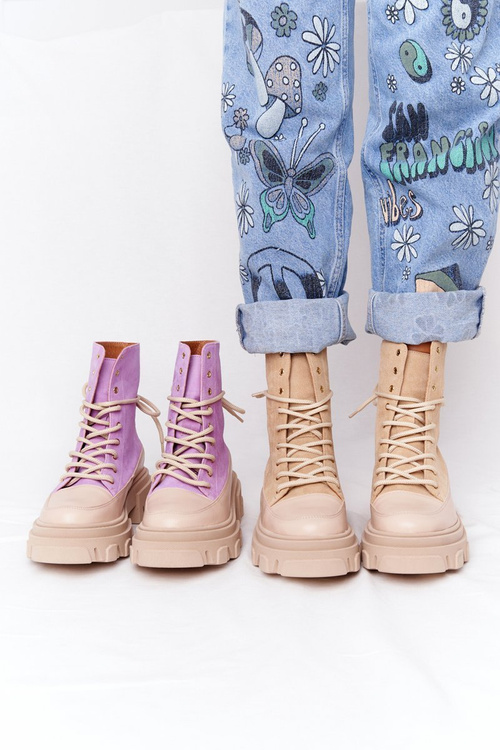 Zamszowe Botki Workery Lewski Shoes 3007-0 Piaskowe