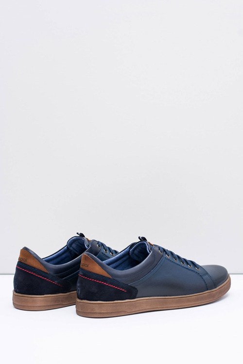 Granatowe Skórzane Męskie Sportowe Półbuty Nikopol Design