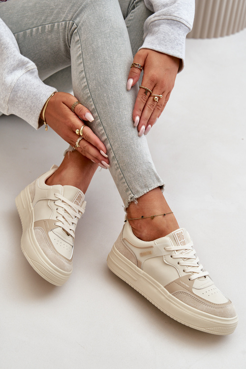 Damskie Niskie Sneakersy Z Eko Skóry Big Star OO274029 Beżowe