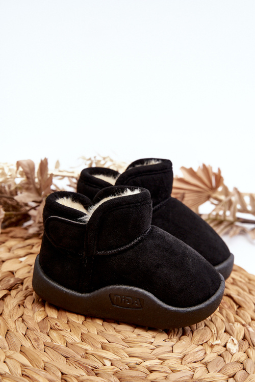 Śniegowce Dziecięce Ocieplane Futerkiem Czarne Benigna