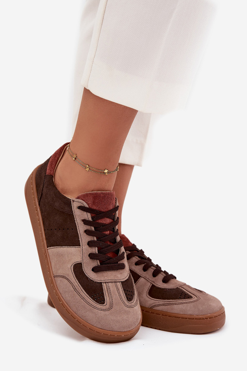 Skórzane Zamszowe Sneakersy Barefoot Damskie Zazoo N1277 Brązowe