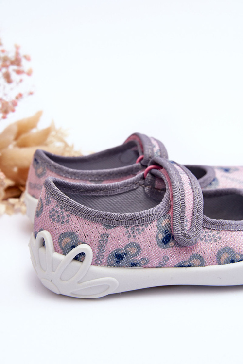 Dziecięce Papcie Baleriny Misie Befado 114X513 Różowo-Szare