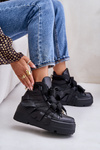 Skórzane Sneakersy Damskie Na Masywnej Platformie CheBello 4561 Czarne