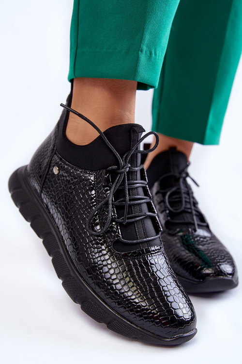 Damskie Lekkie Wsuwane Sneakersy Czarne Soroco