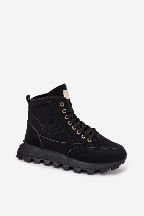 Ocieplane Trapery Damskie Na Platformie Czarne Marivira