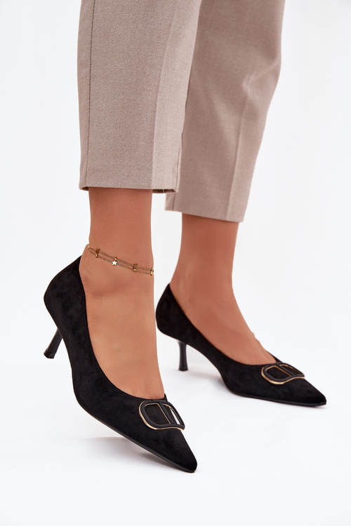 Szpilki Damskie Z Ozdobnym Detalem Czarne Amelora