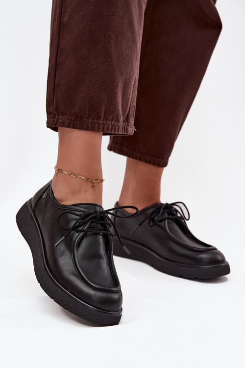 Skórzane Półbuty Damskie Maciejka K7189-01 Czarne