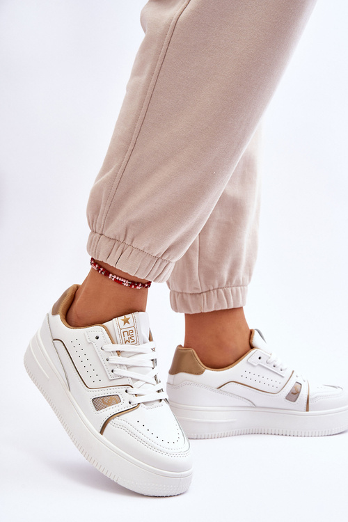 Damskie Wygodne Skórzane Sneakersy Białe Bowen