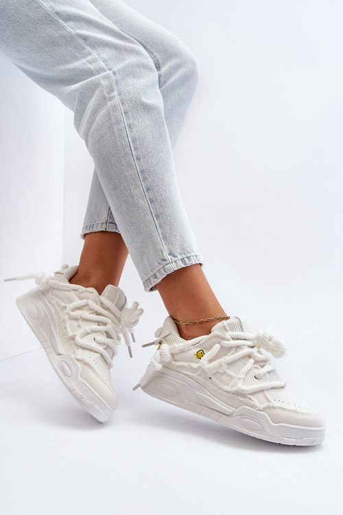 Damskie Sneakersy Z Grubym Sznurowaniem Białe Miatora