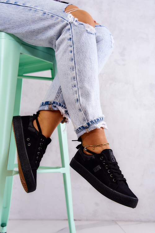 Damskie Niskie Tenisówki Big Star JJ274563 Czarne