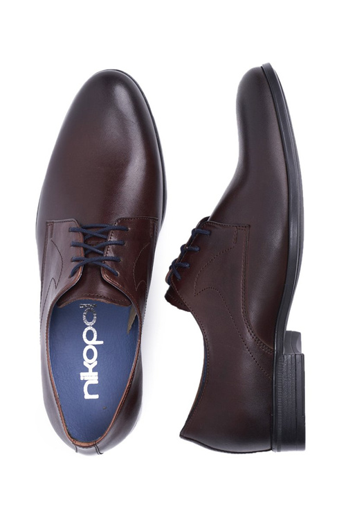 Półbuty Męskie Casual Skórzane Nikopol Brązowe 1735