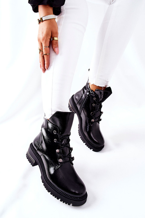 Botki Lakierowane Ocieplane Sergio Leone Czarne TR744