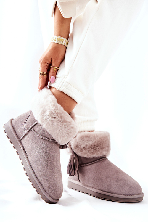 Śniegowce Ocieplane Frędzle Szare Sorella