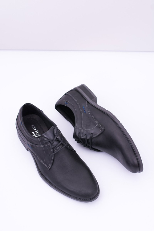 Eleganckie Męskie Skórzane Półbuty Czarne Santiago