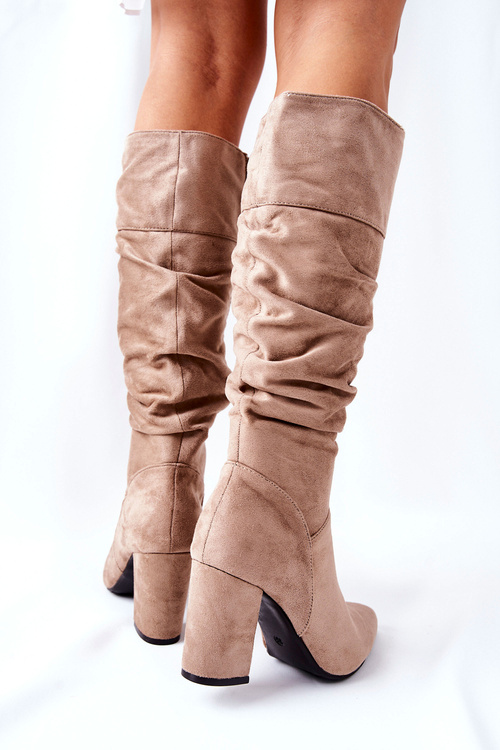 Kozaki Na Słupku Zamszowe Beżowe Dorelle