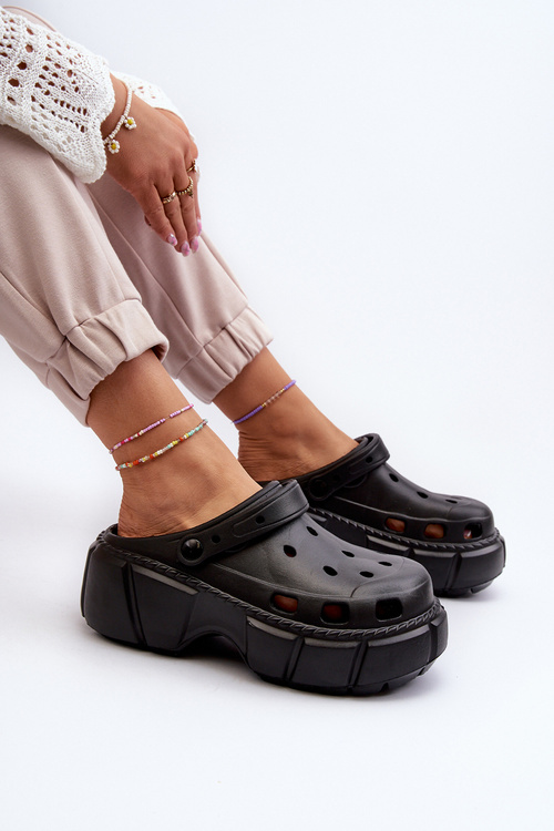 Klapki Damskie Piankowe Na Masywnej Podeszwie Czarne Witima