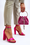 Satynowe Sandały Na Obcasie Fuksja Linsy