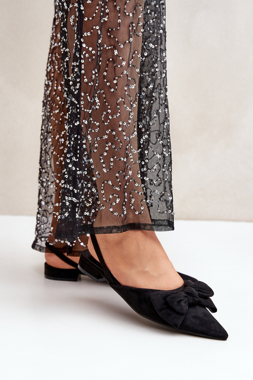 Baleriny Z Noskami Szpic I Kokardą Czarne Lotiara