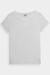 Damski Gładki T-Shirt Z Logo Biały 4F 4FWMM00TTSHF1845-10S