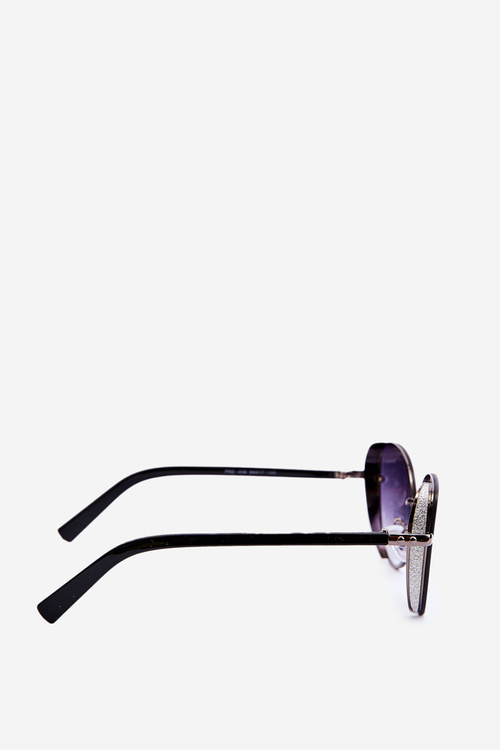 Damskie Okulary Przeciwsłoneczne Z Brokatowymi Wstawkami UV400 Czarne