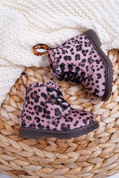 Dziecięce Botki z Suwakiem Różowe W Panterkę Lilo