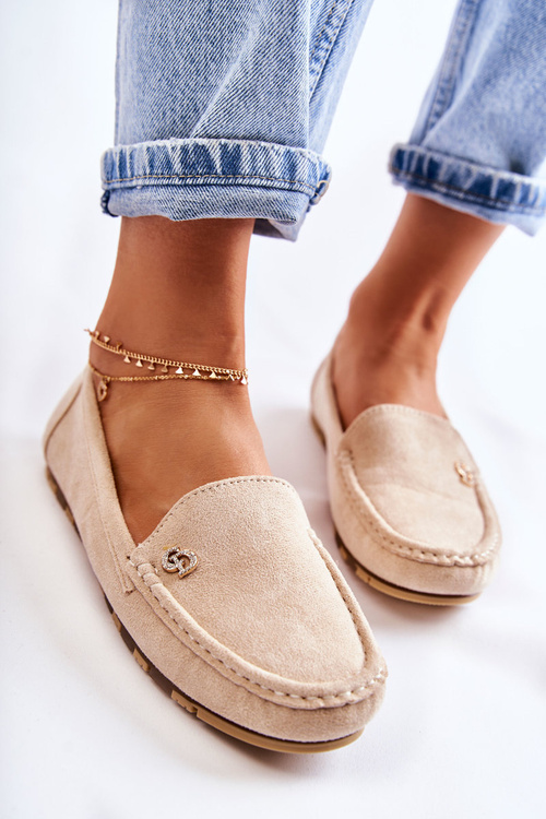 Damskie Zamszowe Mokasyny Beżowe Colena