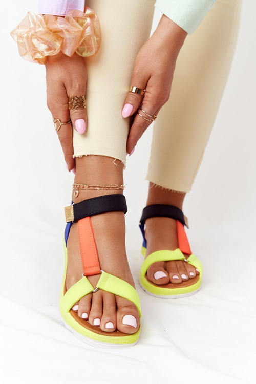 Damskie Sandały Na Gumowej Podeszwie Wielokolorowe Stranger