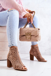 Botki Na Słupku Ażurowe Beżowe Brittany