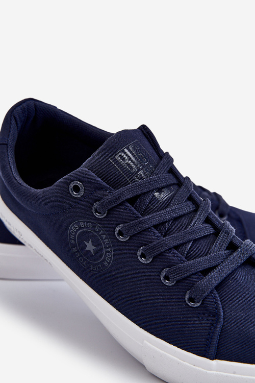 Męskie Niskie Materiałowe Trampki Big Star LL174076 Granatowe