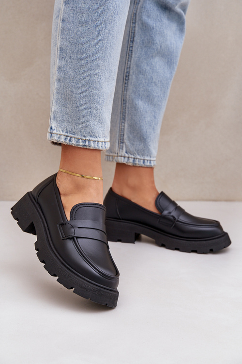 Mokasyny Damskie Z Eko Skóry Czarne Sendall