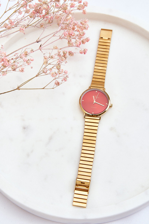 Damski Wodoodporny Zegarek Na Bransolecie Giorgio&Dario Złoto-Czerwony