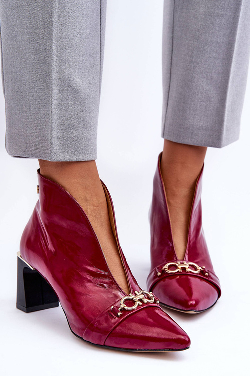 Skórzane Botki Na Słupku Maciejka 05262-15 Fuksja