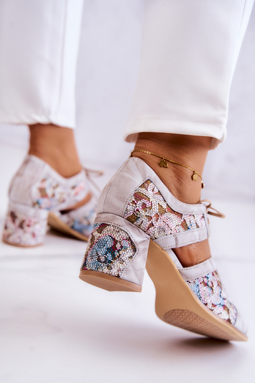 Damskie Skórzane Botki Maciejka 05328-04 Beżowe