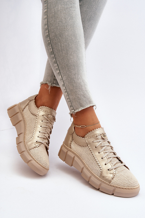 Damskie Skórzane Półbuty Maciejka 05850-22 Jasnobeżowe