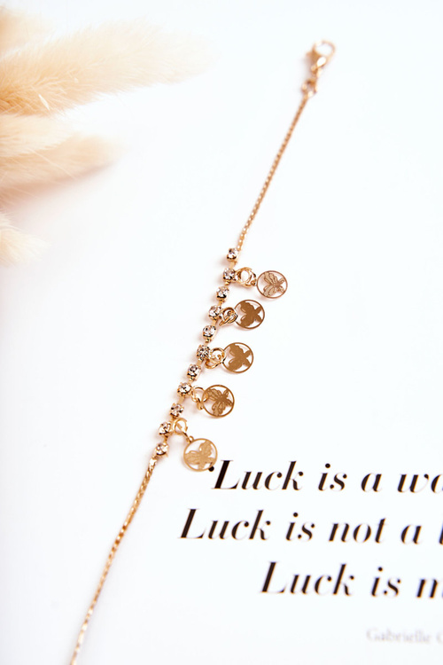 Damska Regulowana Bransoletka Z Cyrkoniami Motyle Złota