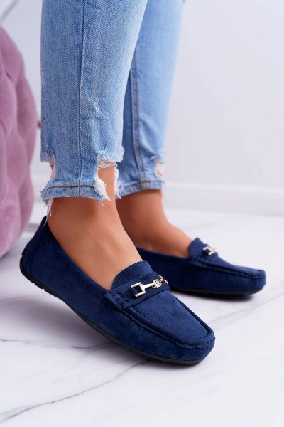 Mokasyny Damskie Zamszowe Comfort Granatowe Anzio