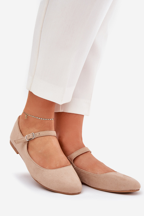 Baleriny Z Paskiem Eko Zamszowe Beżowe Arrivara
