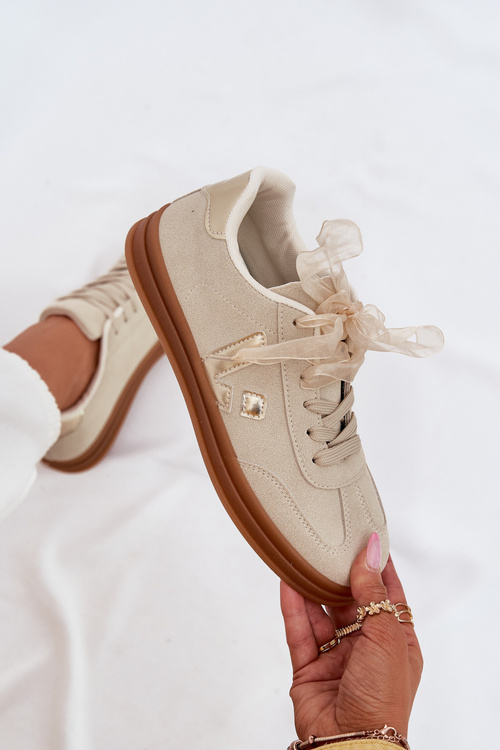 Sneakersy Damskie Eko Zamszowe Beżowe Micca