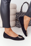 Zamszowe Baleriny Z Klamrą Sergio Leone BL623 Czarne