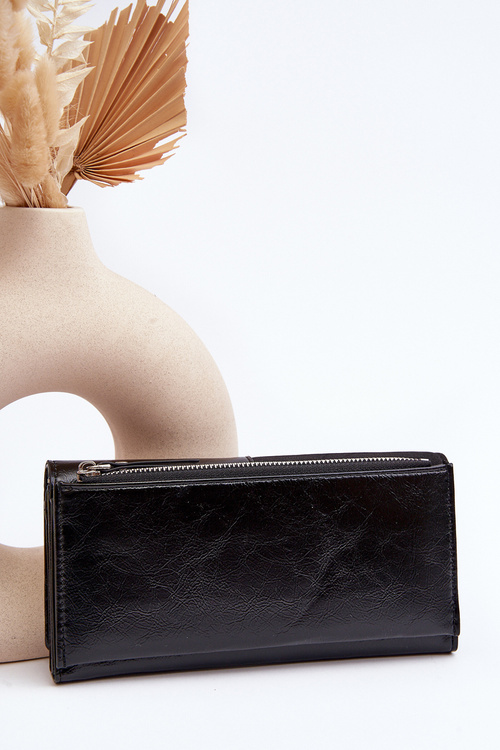 Damski Portfel Zapinany Na Magnes Czarny Harmale
