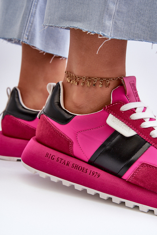 Sneakersy Damskie Na Platformie Big Star NN274500 Memory Foam System Fuksja