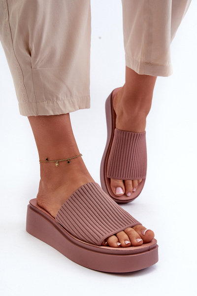 Klapki Damskie Na Platformie Sergio Leone SK083H Różowe