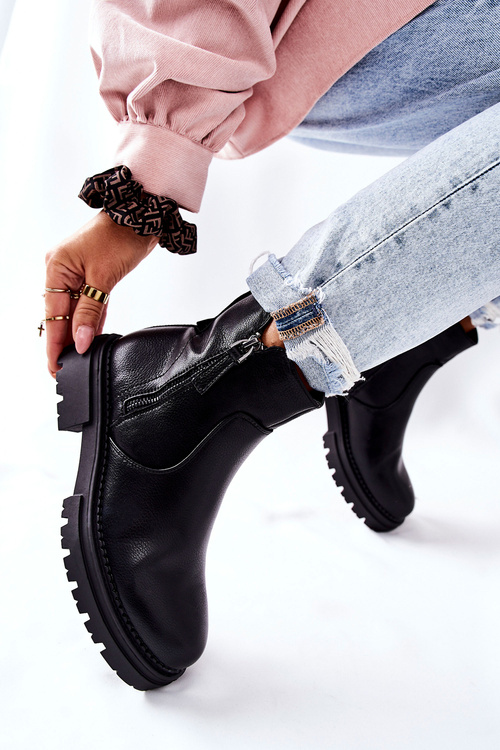 Wysokie Botki Z Suwakami Czarne Silvan