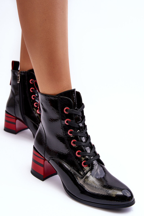 Lakierowane Botki Na Obcasie S.Barski MR870-49 Czarne