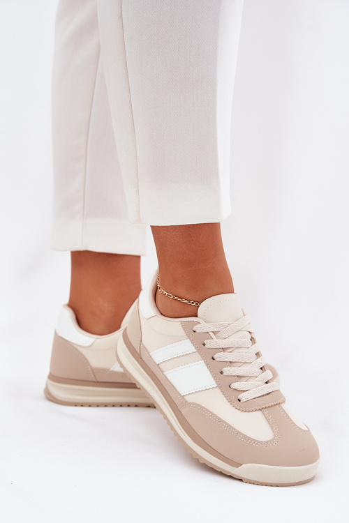 Buty Sportowe Sneakersy Damskie Panterka Beżowe Galabis