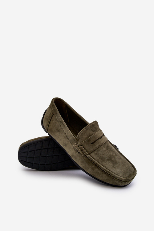Męskie Zamszowe Mokasyny Ciemnozielone Wesley