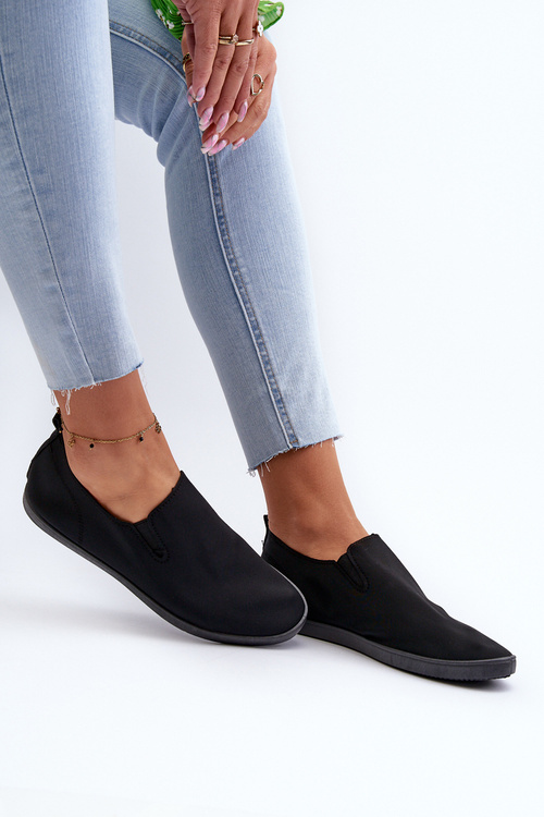 Damskie Tenisówki Trampki Slip-On Czarne Lovinia
