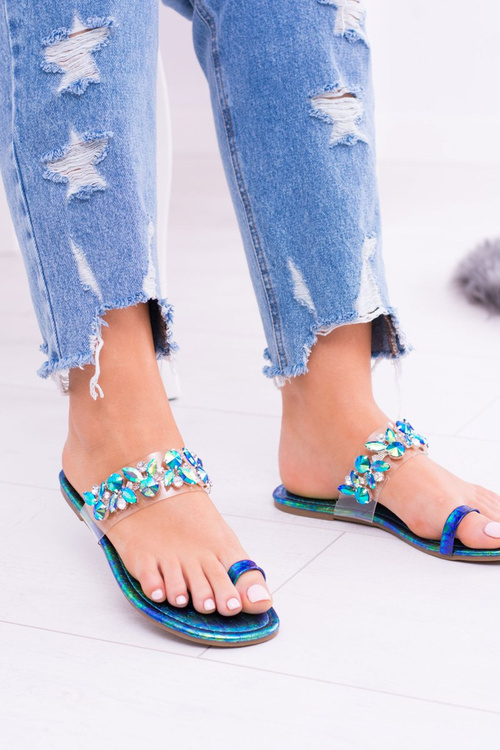 Lu Boo Eleganckie Benzynowe Klapki Cekiny Tanut