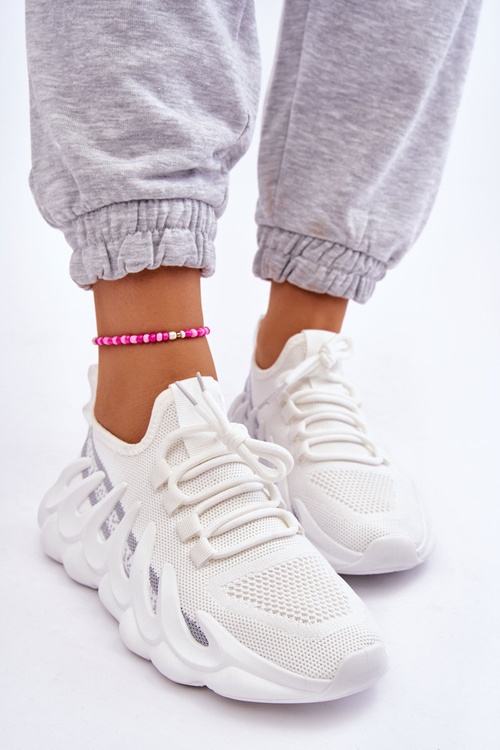 Damskie Modne Skarpetkowe Sneakersy Białe Daxo